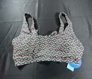 Sol Borne Geometric Print Swim Top 1X